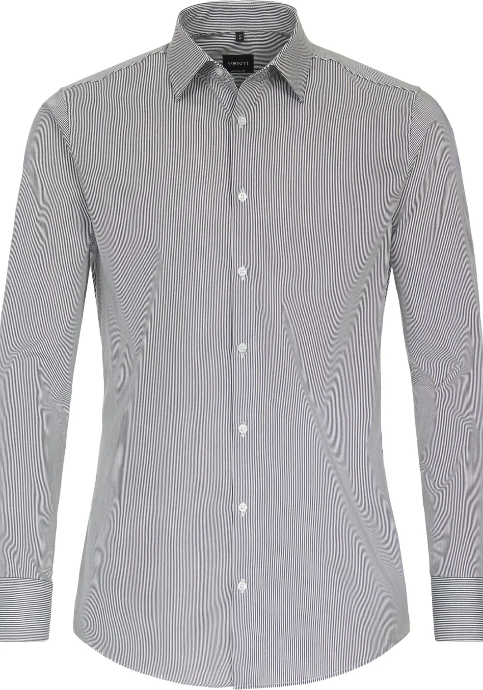VENTI modern fit overhemd, twill, zwart gestreept