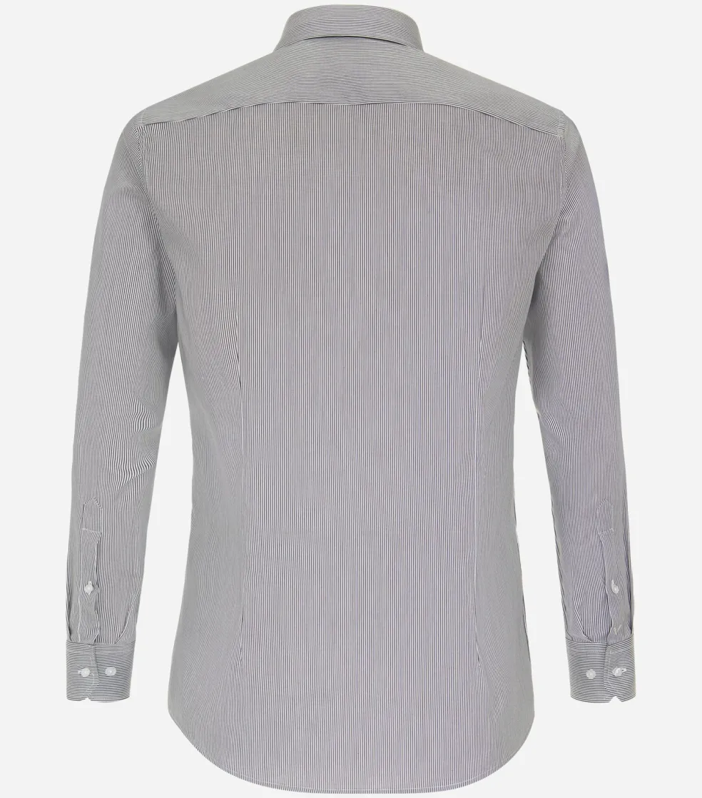 VENTI modern fit overhemd, twill, zwart gestreept