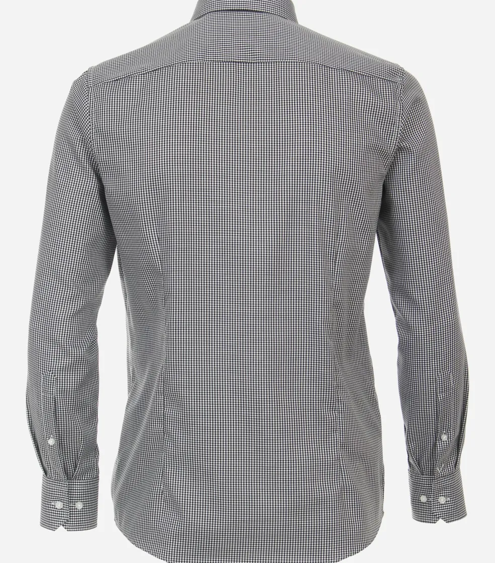 VENTI modern fit overhemd, twill, zwart met wit geruit