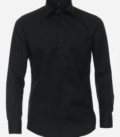 VENTI modern fit overhemd, twill, zwart