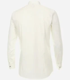 VENTI modern fit smoking overhemd, dubbele manchet en Kent kraag, popeline, beige